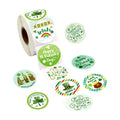 St. Patrick's Day Stickers Roll 1in Shamrock Sticker Decor 8 Designs Self-Adhesive Clover Sticker Decals for Irish Holiday Party Scrapbook Journal Envelopes Goodie Bags Decorations - 500Pcs