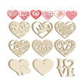 36PCS Wooden Heart Ornaments to Paint Valentine's Day Craft,9 Styles DIY Blank Unfinished Wood Heart Cutouts Ornament for Crafts Spring Tree Hanging Decorations Love
