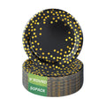 50 Pcs Black and Gold Dot Paper Plates Set Party Supplies Serve 50 （9 In）