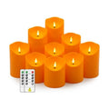 Nimiko Flameless Candles with Remote, Battery Operated Flickering Flameless Candles, LED Candles with Timer 2/4/6/8H, with Realistic LED Candles Set of 9 (D3 x H 3" 4" 5" 6" 7") (Orange)
