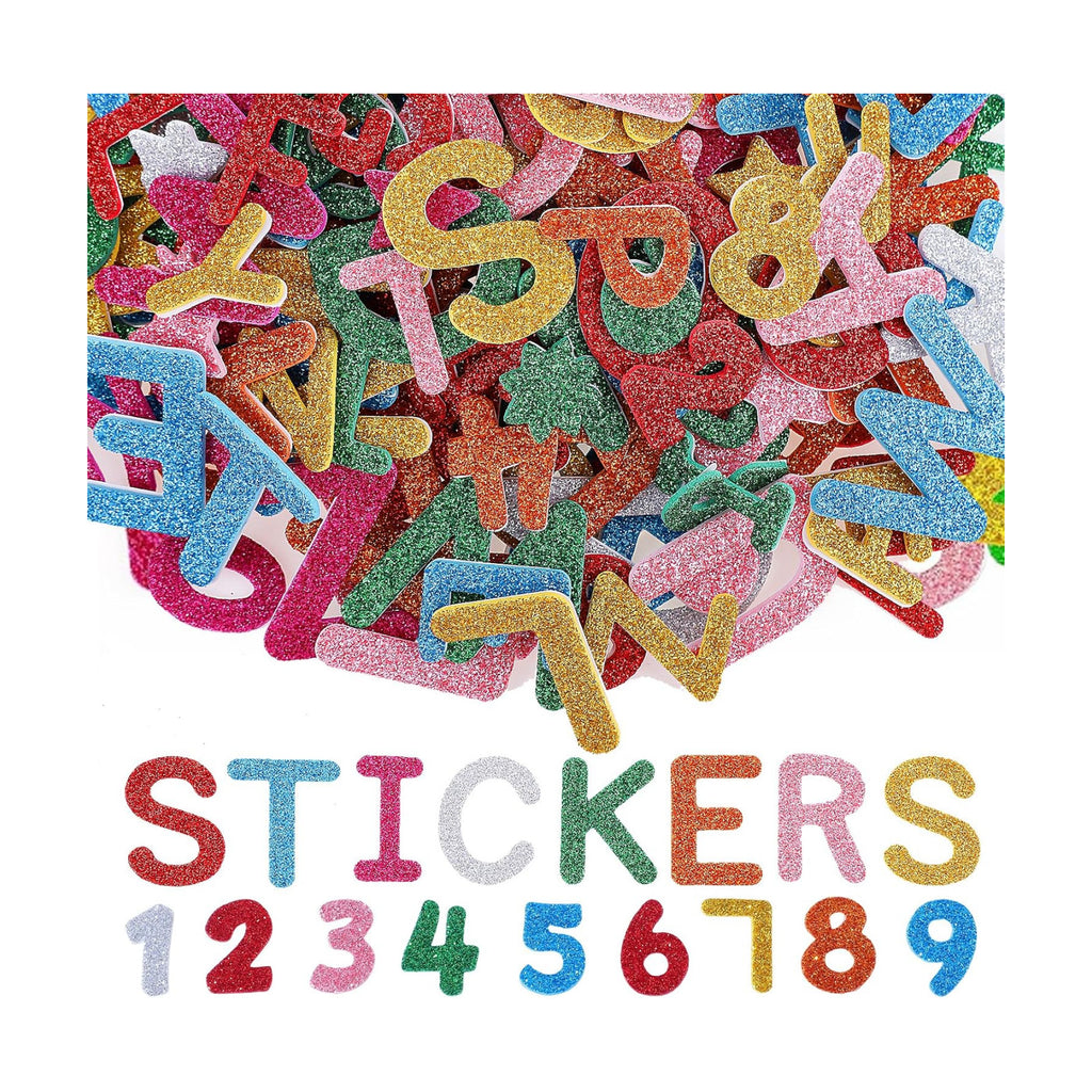 584Pcs Glitter Letter Stickers, 8 Colors 3D Self-Adhesive Alphabet Stickers