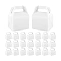 Hooqict 24 Pack White Party Favor Treat Boxes Paper Gable Gift Boxes with Handles for Party Favors Snack Goodie Candy Cookie Desserts, 6.7x5.1x3.5 Inch