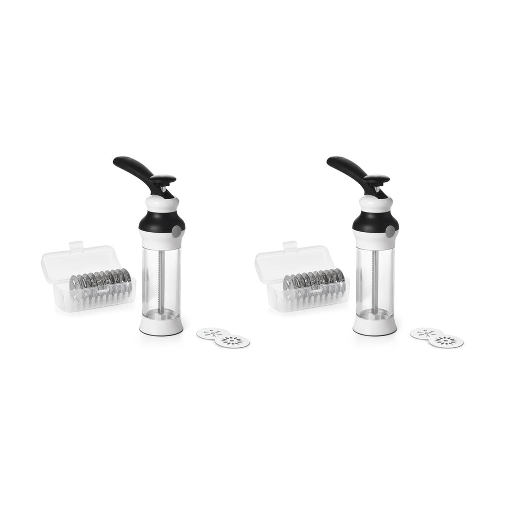 OXO Good Grips 14-Piece Cookie Press Set,Cookie Press with 12 Stainless Steel Disks and Storage Case,Holiday Baking and Everyday Treats,Essential Baking Supplies,(Pack of 2)