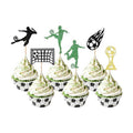 24Pcs Soccer Cuocake Toppers, Glitter Soccer Ball Party Cake Decorations