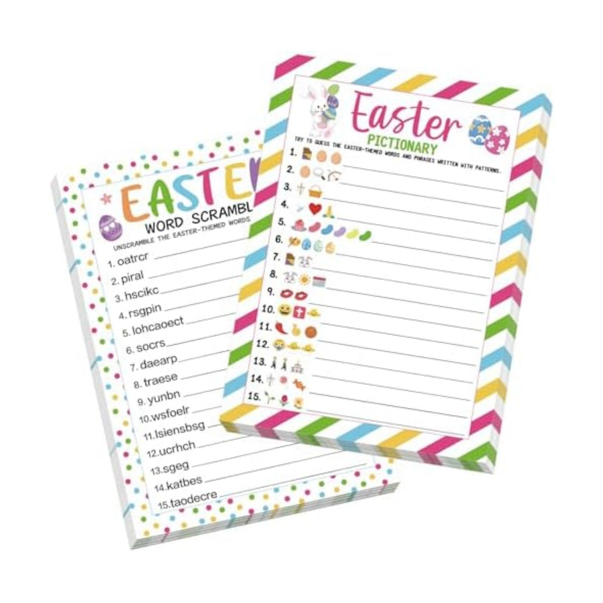 COCHIE Easter Party Games for Adults Family Office Large Groups, Words Pictionary Game, Riddle Games, Word Scramble Game Spring Classroom Activities with Answer Key (Easter)