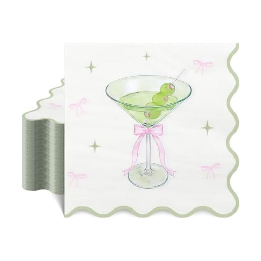 Natnarr 50 Pk Martini Napkins 6.5" Scalloped A Tini Bit Older Napkins
