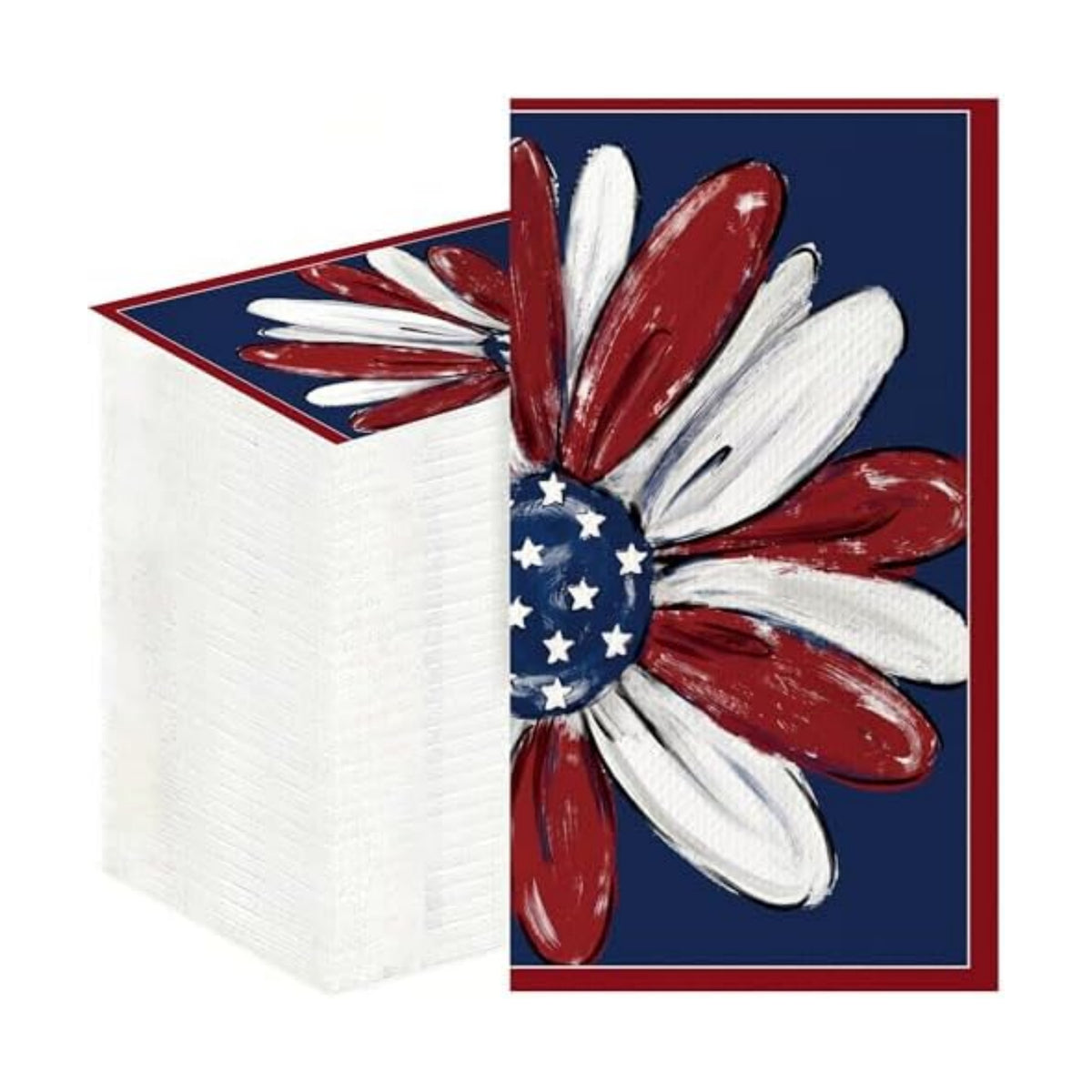 4th of July Disposable Paper Napkins, 100 Pcs Patriotic Flower Napkins for Bathroom Paper Towels for Guests, Red White Blue Napkins for Independence Day Memorial Day Patriotic Party Supplies
