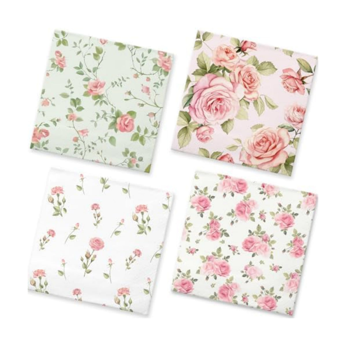 50Pcs Vintage Rose Paper Napkins -2Ply, 6.5×6.5 Inches