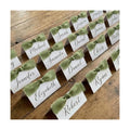 50Pcs Premium Place Cards, Small Table Cards with Green Ribbon, 2" x 3.5" Tent Card, Name Card, Wedding Place Cards for Wedding, Valentines Day, Table, Dinner Parties, Seating Card