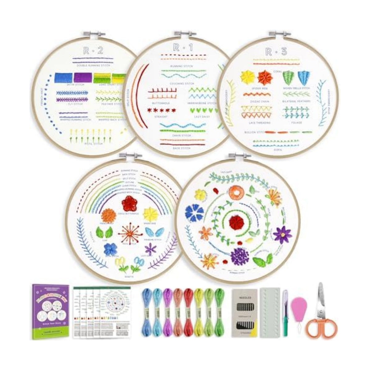 CYANFOUR 5 Stage Embroidery Kit Easy to Learn from Video & Guidance