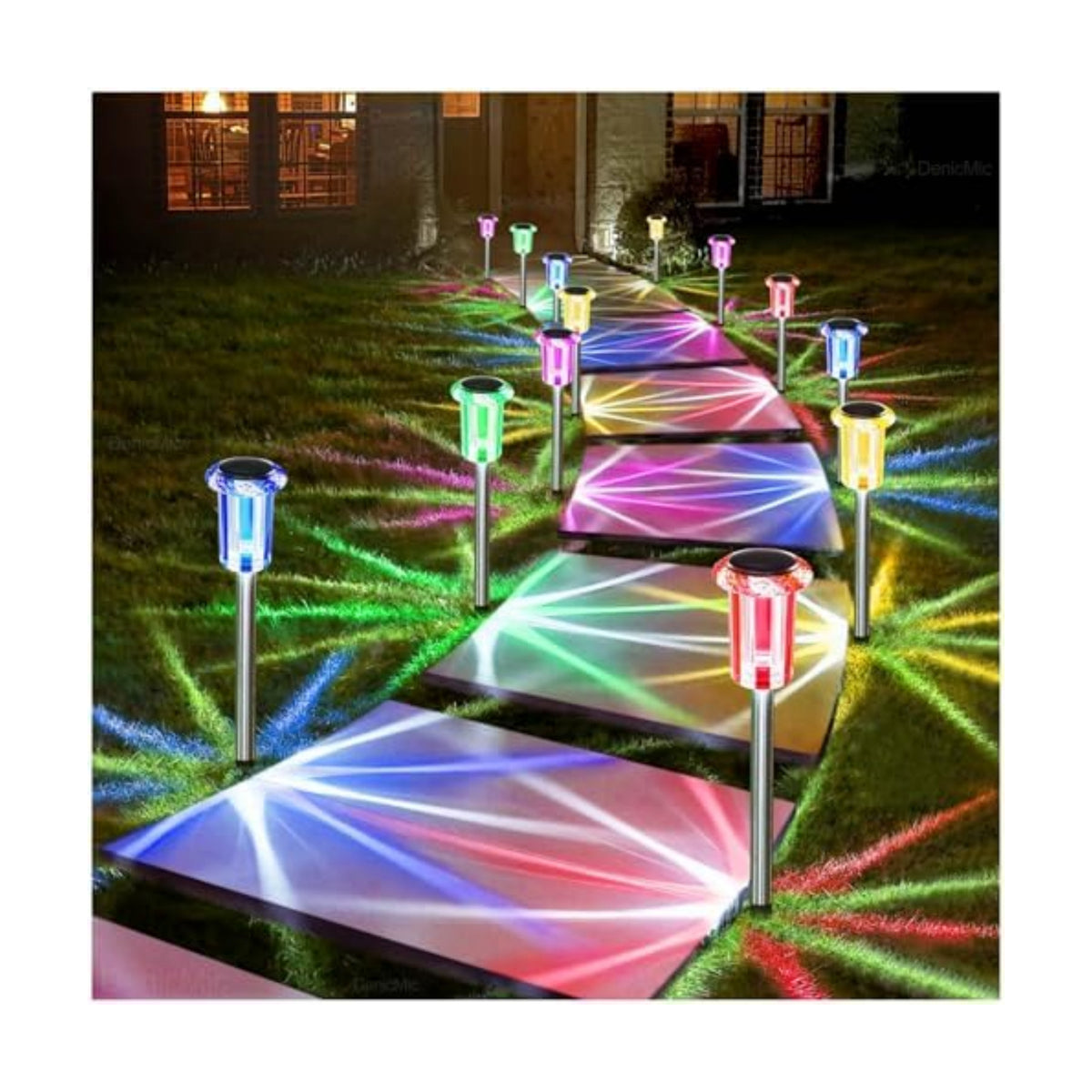 DenicMic Outdoor Solar Lights Waterproof 10 Pack Color LED Christmas Decor