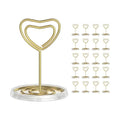 20 Pack Gold Table Number Holders with Stable Base, Heart Shaped
