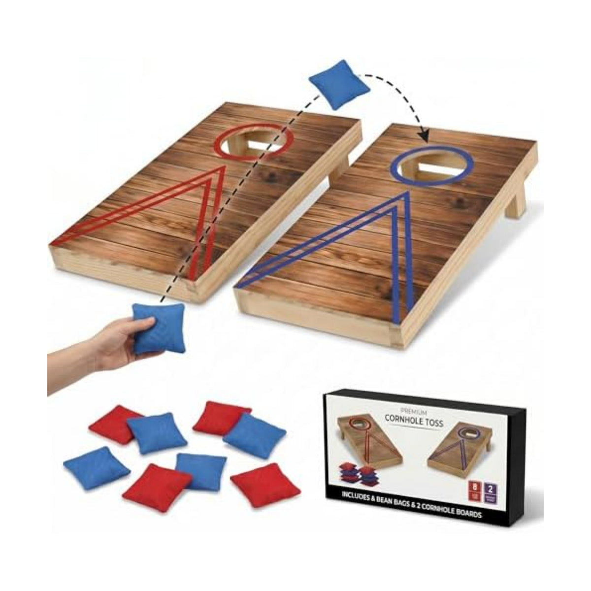 Mini Cornhole Set for Adults, Tabletop Bean Bag Toss Game with 2 Wooden Boards and 8 Bean Bags, 10.12 x 5.71 in Desktop Cornhole Games for Office, Home, Game Night, Party Gift