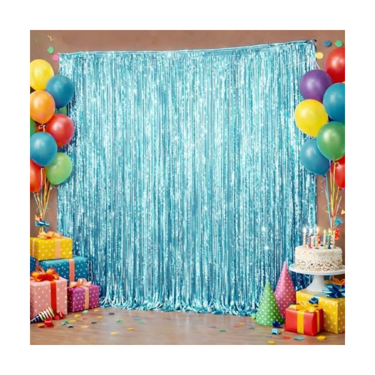 Pool Party Decorations - Blue Tinsel Streamers Backdrop Banner | Summer Party Favors Supplies Indoor Outdoor - Ocean Themed Party Decorations for Beach Sea Water Blue Birthday,2 Pack