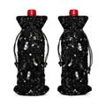 Blingxy 2-Pack Black Sequin Wine Gift Bags with Drawstring
