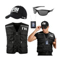 4pcs FBI Costume Men Women, FBI Agent Costume Include Vest Hat Badge and Police Sunglasses for Roleplay Halloween Party