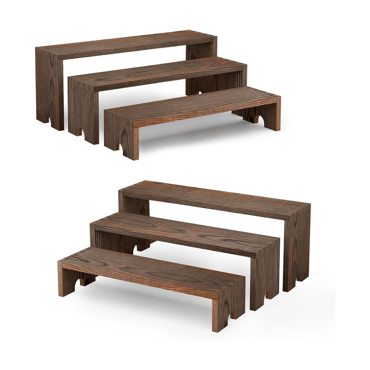 2 Set Wooden Cupcake Stand for Decor, 3 Tiered Display Risers