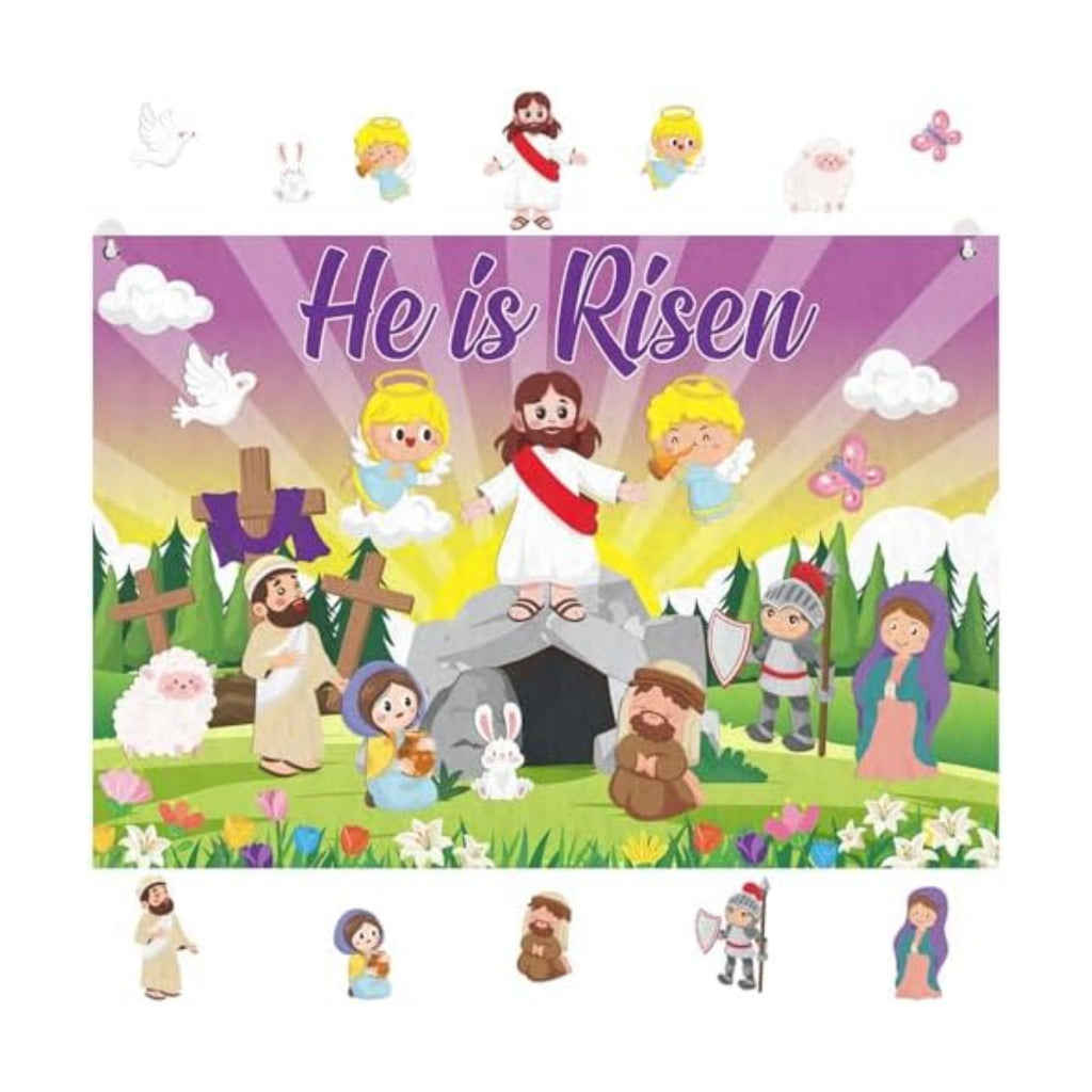Cinrobiye Christian Easter Felt Board Set, Jesus Resurrection Story Scene with Reusable Pieces, Religious Teaching Tool Gift Set for Sunday School Classroom, Easter Basket Stuffers Party Favors