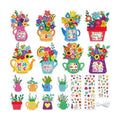JUNEBRUSHS Mother's Day Card Craft Kit, 32 Floral DIY Craft with Stickers Mother's Day Hanging Ornament for Classrooms Office Festival Decor Gifts for Mom Ladies Grandma