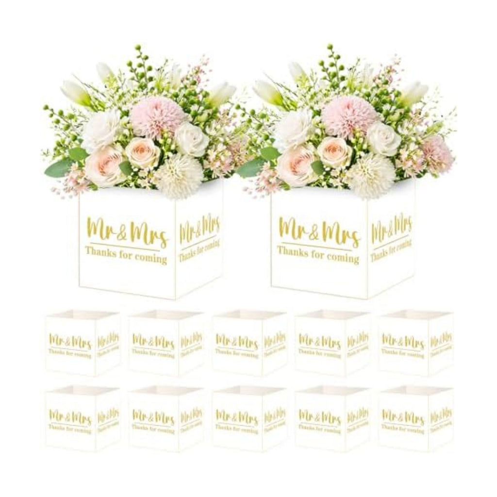 Cinrobiye 24 Pcs Wedding Centerpieces for Tables, Mr & Mrs Centerpiece Boxes for Wedding Reception Decorations, Bridal Shower, Engagement Party, Baby Shower, Wedding Favor and Table Decor