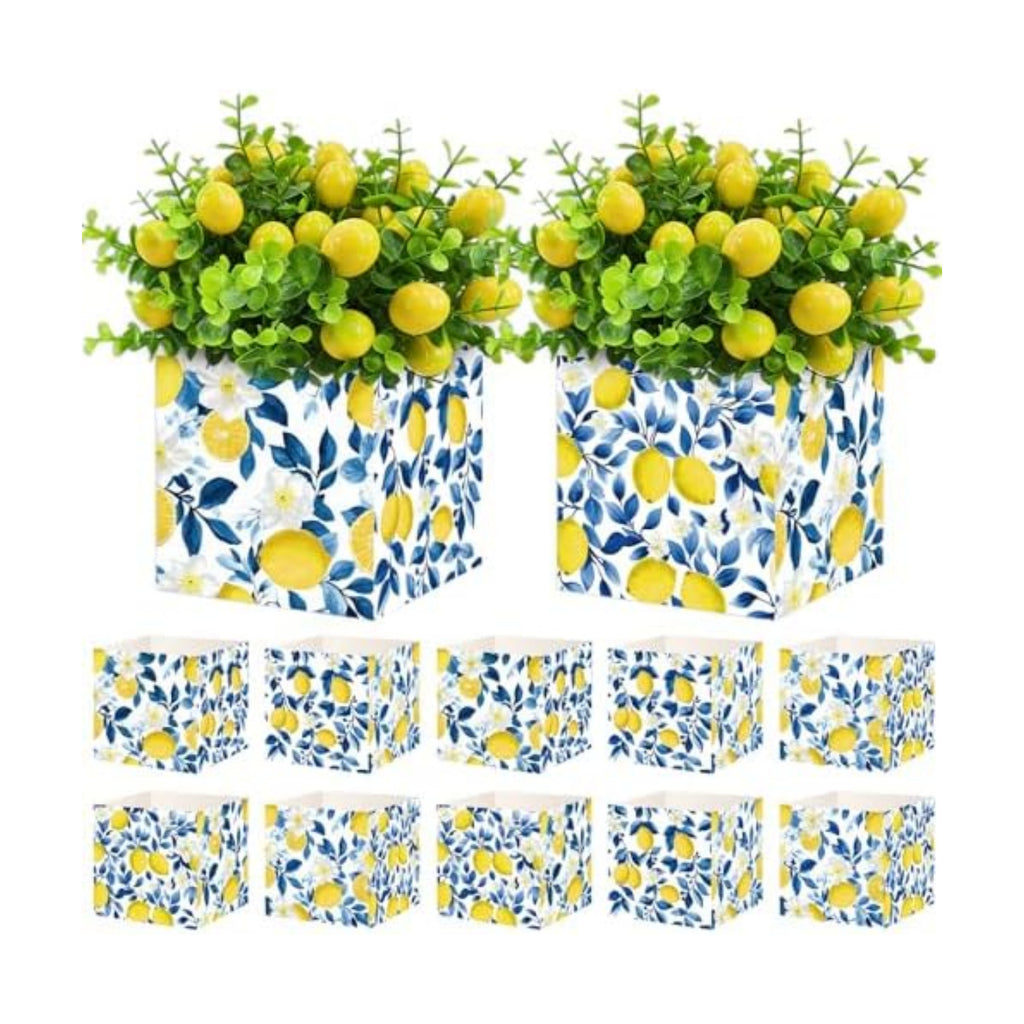 Cinrobiye 24 Pcs Amalfi Coast Centerpieces for Tables, Capri Blue Tile Lemon Party Decorations, Italian Summer Table Decor for Bridal Shower, Baby Shower, Birthday Party and Mediterranean Theme Events