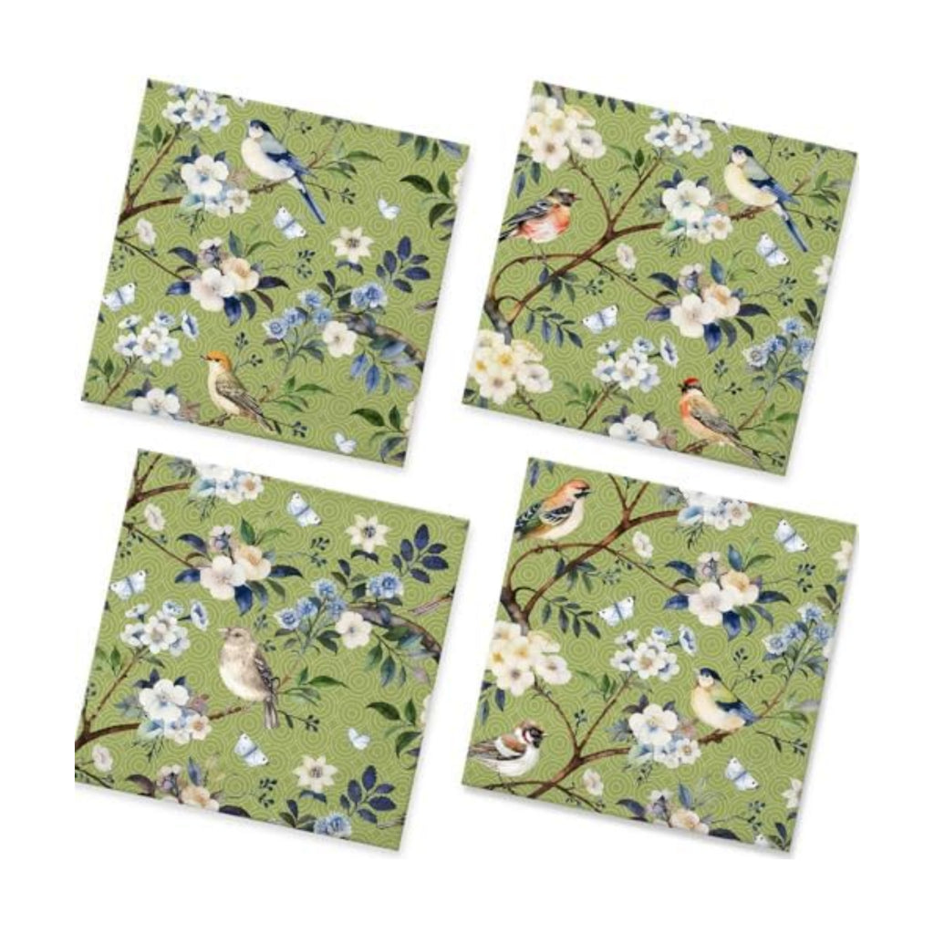 Vintage Floral Birds Paper Napkins - 50Pcs, 2Ply, 6.5 x 6.5 Inches