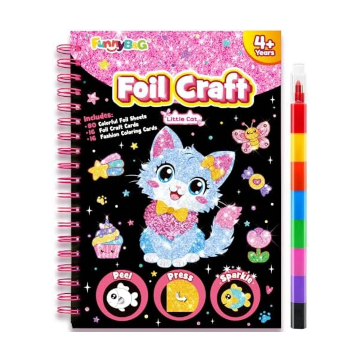 FUNNYB&G Foil Art Craft Kit for Kids, Sparkly Birthday Gift Toy for Girls