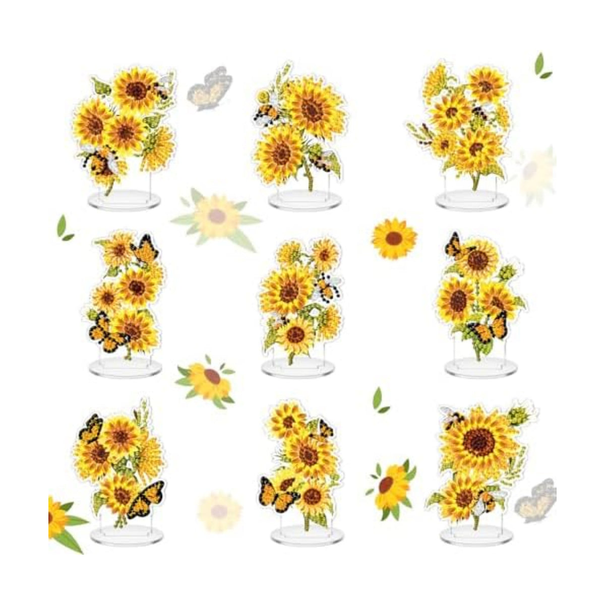 Kosiz 9 Pcs Sunflower Diamond Art Tabletop Decor Sunflower Diamond Art Kits