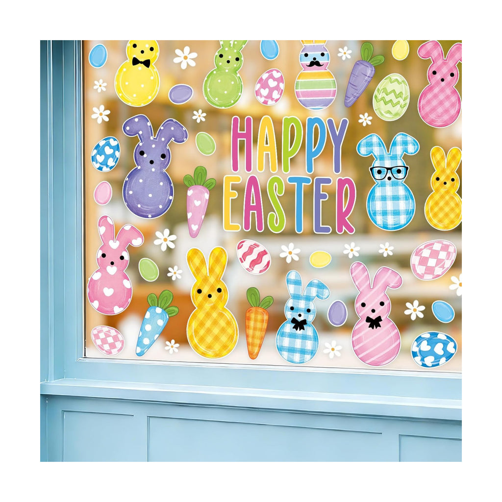 8 Sheets Easter Window Clings Stickers Happy Easter Bunny Egg Window Decals