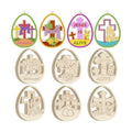 36PCS Wooden Easter Ornaments to Paint, Christian DIY Blank Unfinished Wood Egg Cutouts for Crafts Hanging Decorations Happy Easter Hallow Cross He is Risen Jesus is Alive Rabbit Religious Lily