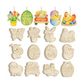 36PCS Wooden Easter Ornaments to Paint, 6 Styles DIY Blank Unfinished Wood Egg Cutouts Ornament for Crafts Hanging Decorations Happy Easter Hallow Egg Rabbit Bunny Butterfly Flower Hen