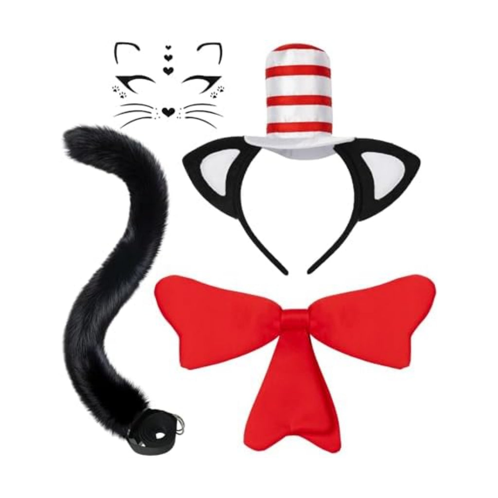 Cat Costume Accessories Set with Cat Ears Headband and Bow Tie for Adults