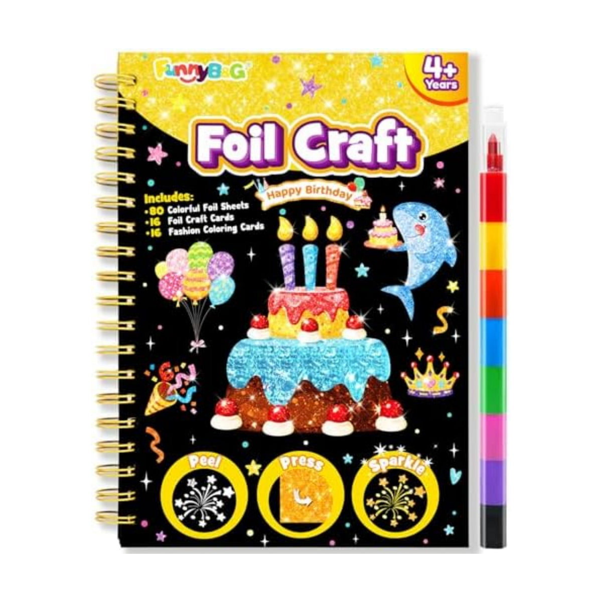 FUNNYB&G Foil Art Craft Kit for Kids, Sparkly Birthday Gift Toy for Kids