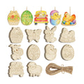 80PCS Wooden Easter Ornaments to Paint, 10 Styles DIY Blank Unfinished Wood Egg Cutouts Ornament for Crafts Hanging Decorations Happy Easter Hallow Egg Rabbit Bunny Butterfly Flower Hen