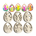 36PCS Wooden Easter Ornaments to Paint, 6 Styles DIY Blank Unfinished Wood Egg Cutouts Ornament for Crafts Hanging Decorations Happy Easter Hallow Egg Rabbit Bunny Butterfly Flower Hen