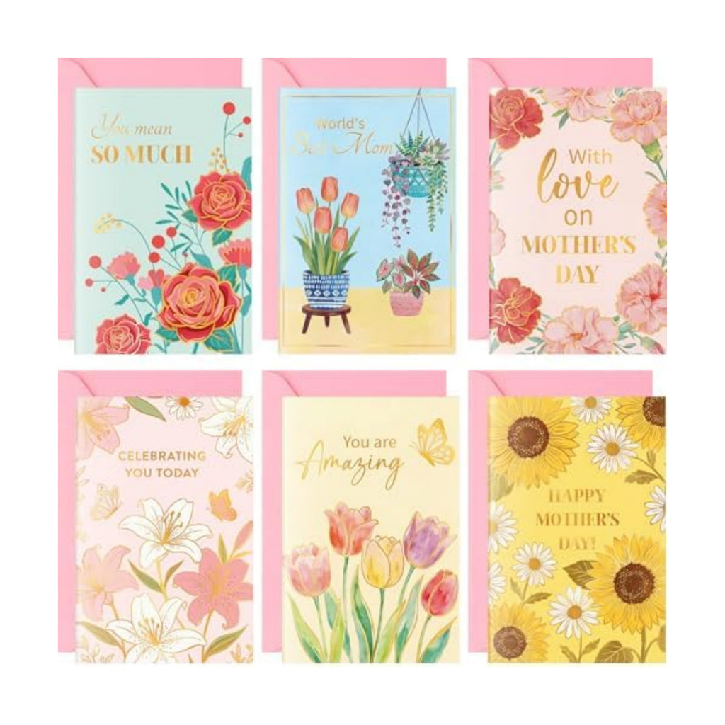 Crtiin 240 Set Mother's Day Cards Bulk 2027 Floral Gold Foil Greeting Cards