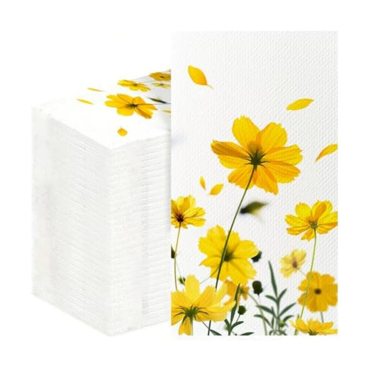 200 Pack Daisy Disposable Paper Napkins Yellow Floral Summer Guest Towels Small Portable Hand Wipes for Wedding Birthday Tea Party Kitchen Bathroom Table Decor