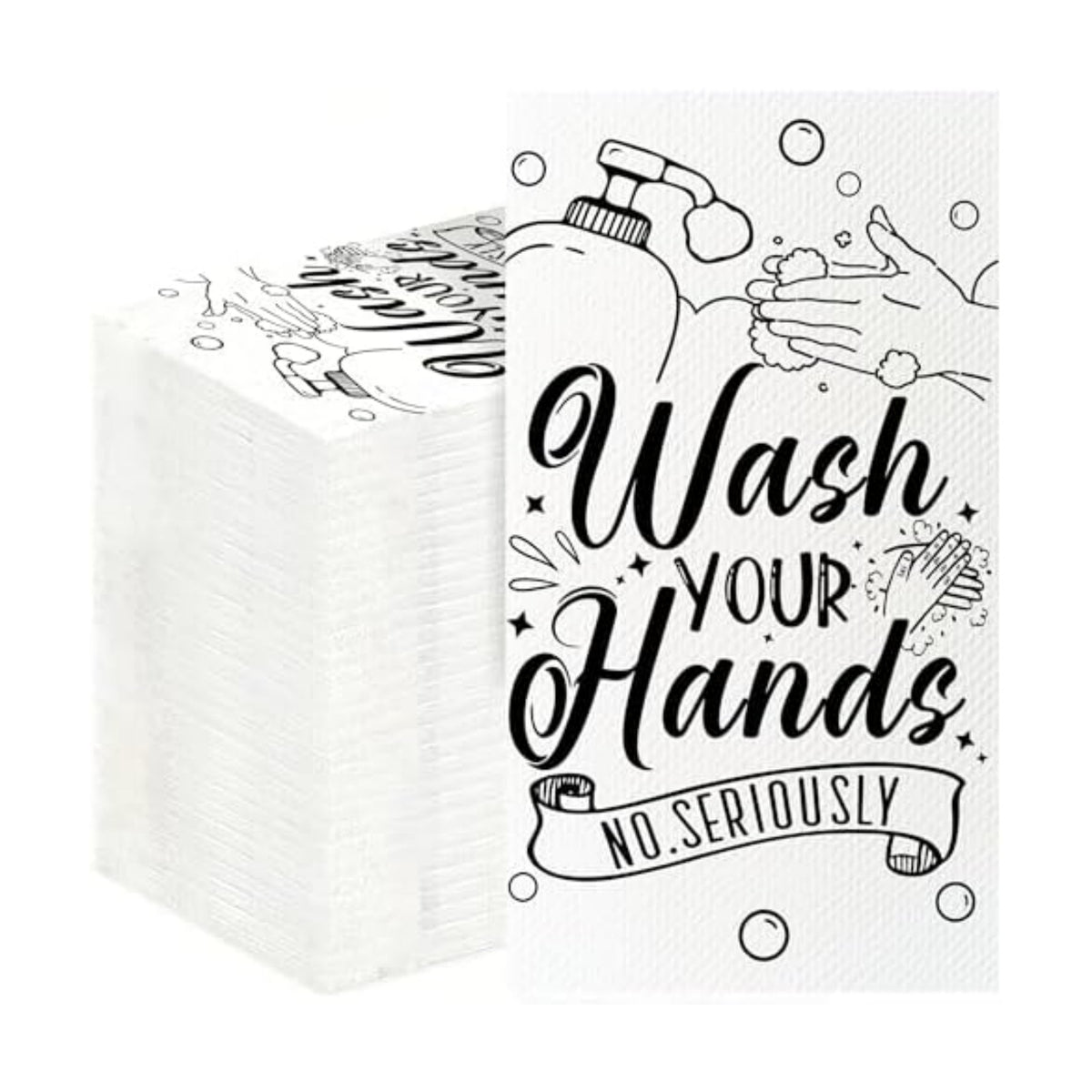 100 Pack Wash Your Hands Disposable Hand Towels for Bathroom Paper Towels for Guests Etiquette Guest Dinner Napkins Decorative Paper Hand Towels for Bathroom Wedding Birthday Anniversary