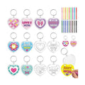 BeYumi Mother's Day Keychains Craft - 24Pcs Color Your Own Acrylic Heart Keychain Bulk DIY Best Mom Key Ring Set for Kids Love U Mom Thankful Coloring Card School Classroom Party Favor Gifts Activity