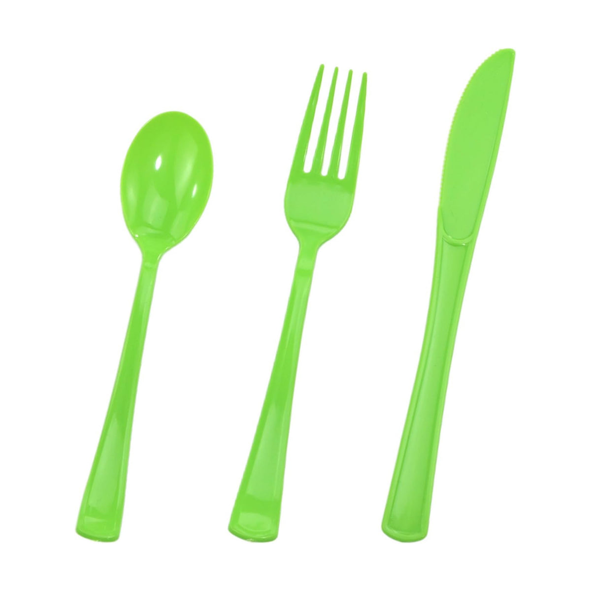 HEIPINIUYE 75 Pack Lime Green Plastic Cutlery Heavy Duty Green Plastic Knives Forks and Spoons Disposable Silverware Set for 25 Guest Camping Birthday Baby Shower Wedding Party Utensils Set