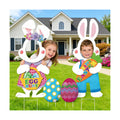 4Pcs Easter Outdoor Yard Signs Decorations,35.43 Inch Cute Bunny Face Yard Sign Photo Props with Metal Stakes,Waterproof Happy Easter Signs for Egg Hunt,Photography,Spring Outdoor Lawn Garden Decor
