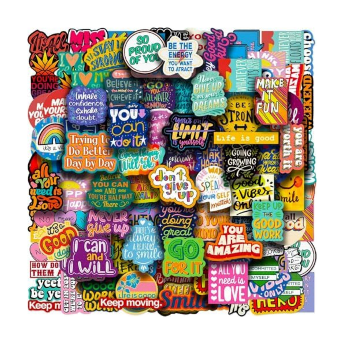 DothRayan 100PCS Inspirational Positive Affirmation Stickers, Motivational Stickers for Teens Adults Students Vinyl Decals for Water Bottles Laptop Skateboard