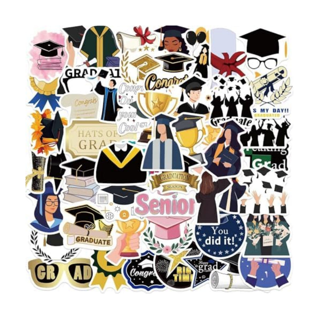 Graduation Stickers 2026, College Stickers, 100 Pcs Class of 2026 Stickers for Graduation Decorations, Graduation Party Decorations 2026, Waterproof Vinyl Stickers for Water Bottle, Laptop, Skateboard