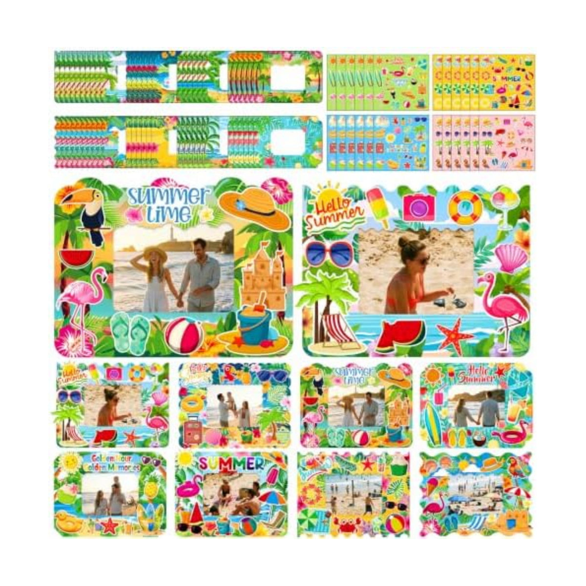 Jetec 48 Sets Hawaiian Picture Frame Craft Kits with Stickers