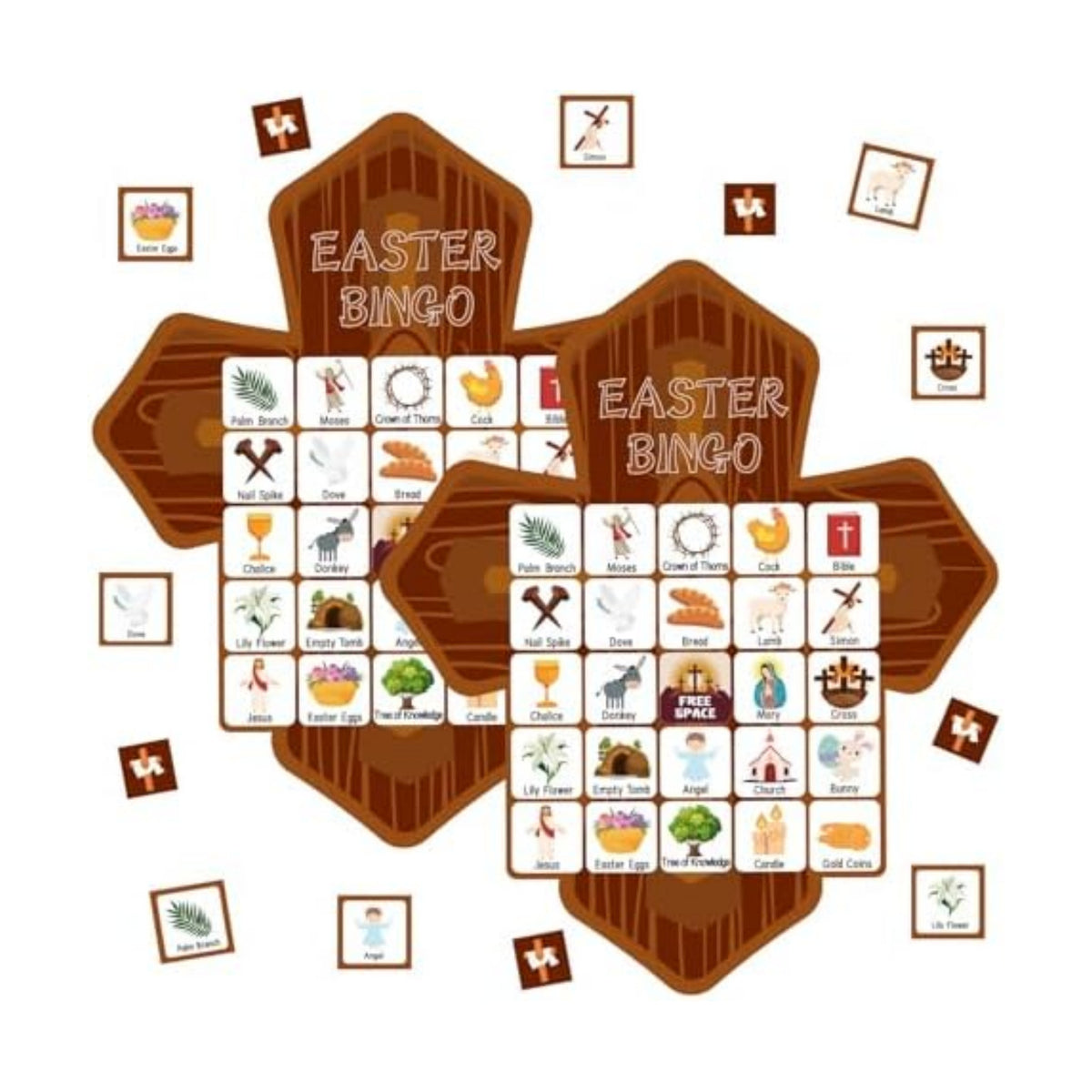 YQUQWN Easter Bingo Game Religious Bingo Cards 24 Players Easter Party Supplies Cross Shaped School Classroom Activities Party Games Favors