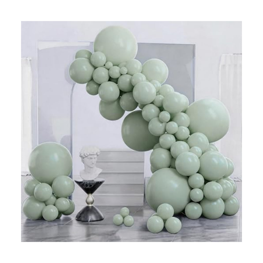 PartyWoo Dusty Green Balloons 140pcs Sage Olive Eucalyptus Green Boho Color