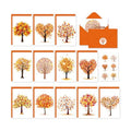 Whaline 48 Pcs Fall Greeting Cards Autumn Tree Blank Note Cards with Envelopes Stickers for Autumn Holiday Birthday Party, 4 x 6 Inch