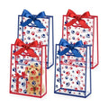 Capoda 24 Pack Patriotic Paw Patterns Gift Bags with Handles, Red & Blue Reusable Plastic Party Favor Bags, Large 4th of July Goody Bag for Kids, Pet Lovers, Independence Day BBQ, Parade for Fireworks