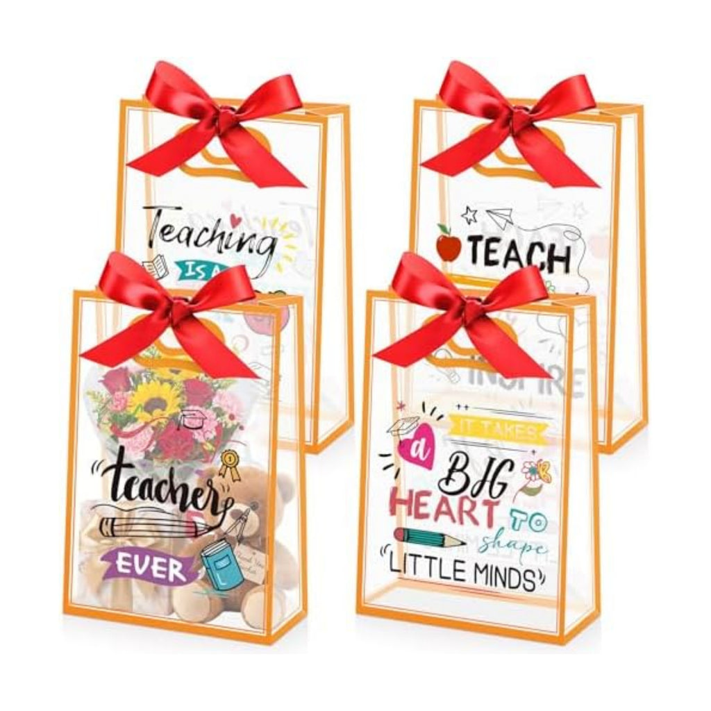 Capoda 24 Pack Teacher Appreciation Gift Bags with Handles, Large Reusable Plastic Party Favor Bags, Classroom Treat & Prize Goody Bag for Back to School, End of Year, Staff Events
