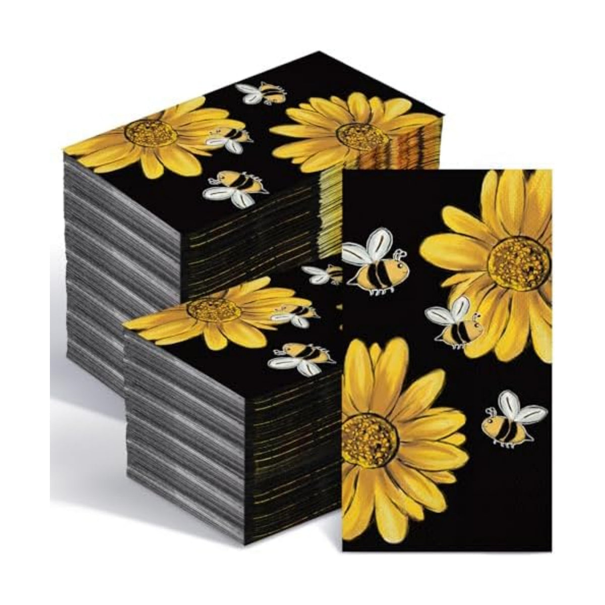 Seajan 200 Pcs Sunflower Bee Paper Guest Napkins Yellow Summer Party